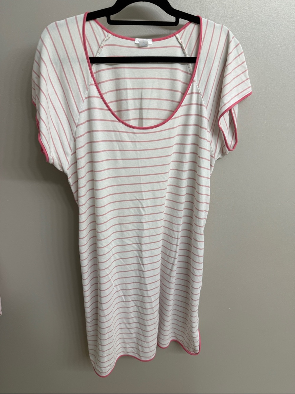 LAKE Pajamas Pink White Striped Pima Cotton Sleep Dress Nightgown XXL